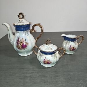 Vintage Royal Japan Porcelain Tea Set with Gold Accents,Lusterware,Iridescence